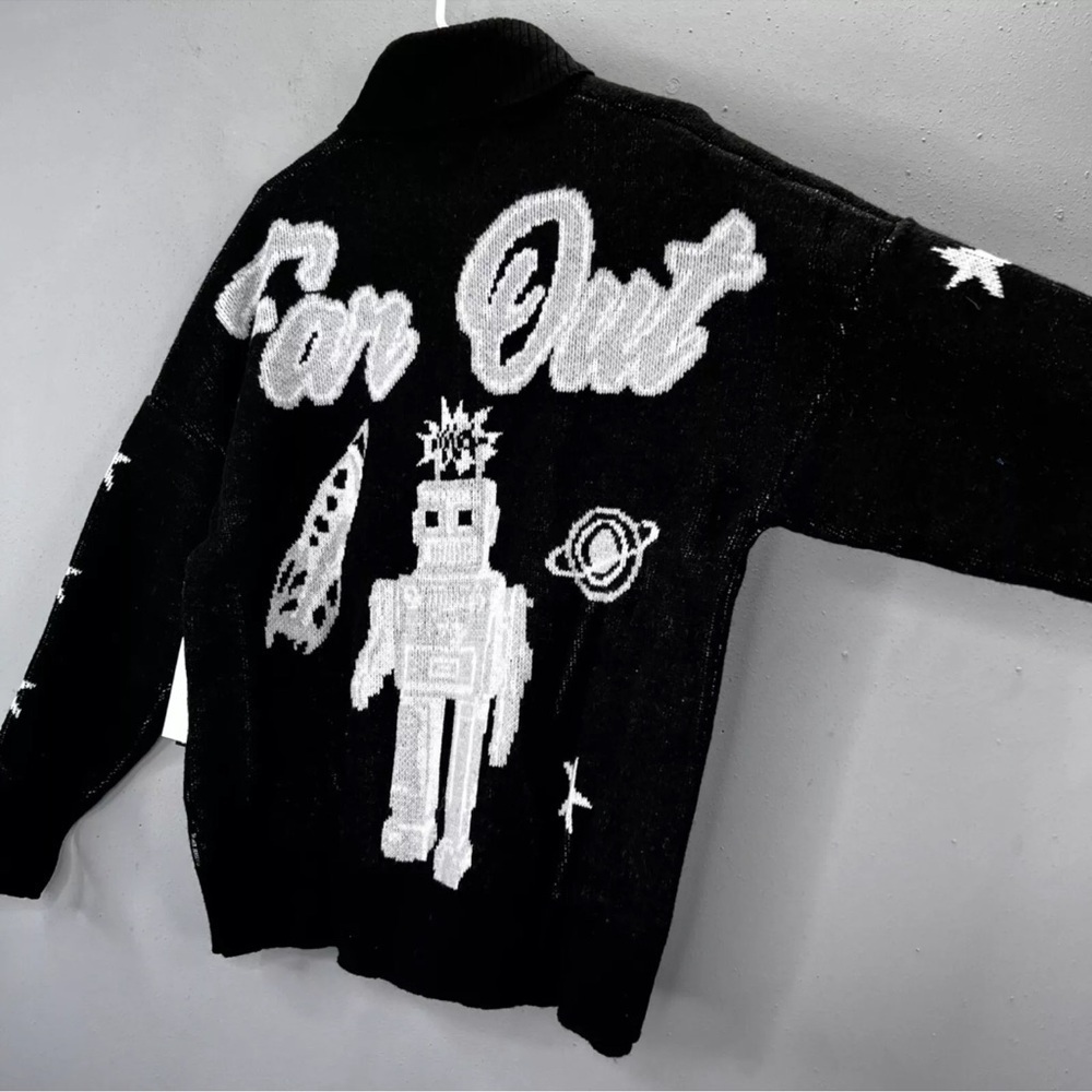 Spirit Jersey Far Out Wool Blend Cardigan NWT. Oversized XS. - Picture 8 of 15